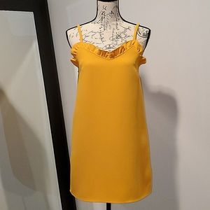 Topshop yellow scuba shift mini dress, size US4
